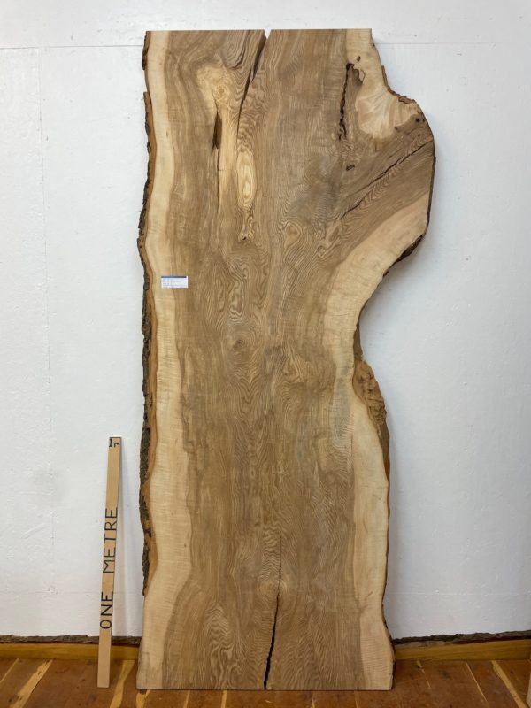 RIPPLE FIGURED OLIVE ASH Natural Waney Edge Slab Milled Finish Hardwood Board 1647A-11 Thickness 6cm Kiln Dried Seasoned Live Edge Desks Wildwood Dining Tabletops