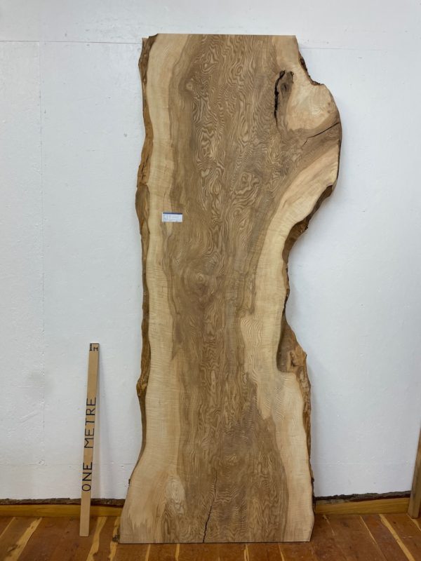 RIPPLE FIGURED OLIVE ASH Natural Waney Edge Slab Milled Finish Hardwood Board 1647A-12 Thickness 6cm Kiln Dried Seasoned Live Edge Desks Wildwood Dining Tabletops