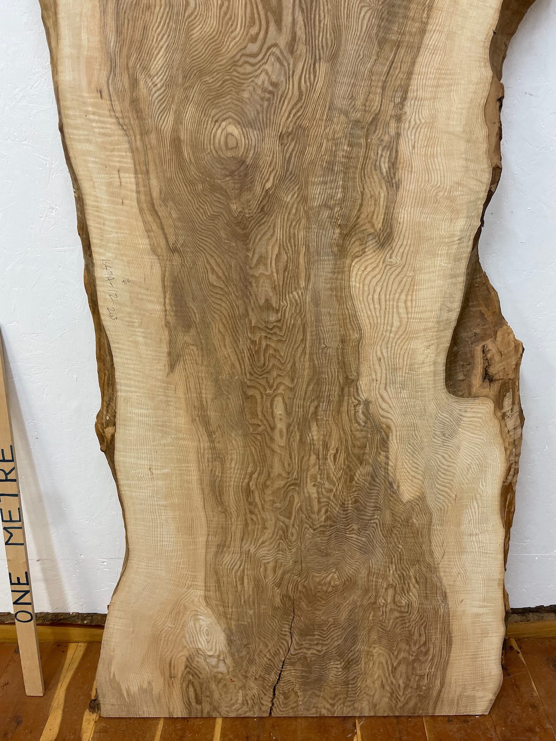 RIPPLE FIGURED OLIVE ASH Natural Waney Edge Slab Milled Finish Hardwood Board 1647A-12 Thickness 6cm Kiln Dried Seasoned Live Edge Desks Wildwood Dining Tabletops - Image 5