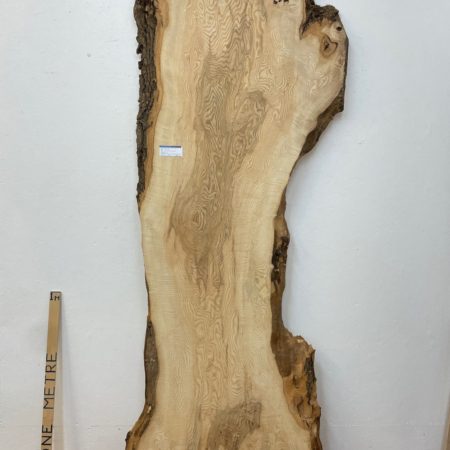 RIPPLE FIGURED OLIVE ASH Natural Waney Edge Slab Milled Finish Hardwood Board 1647A-13 Thickness 6cm Kiln Dried Seasoned Live Edge Desks Wildwood Dining Tabletops