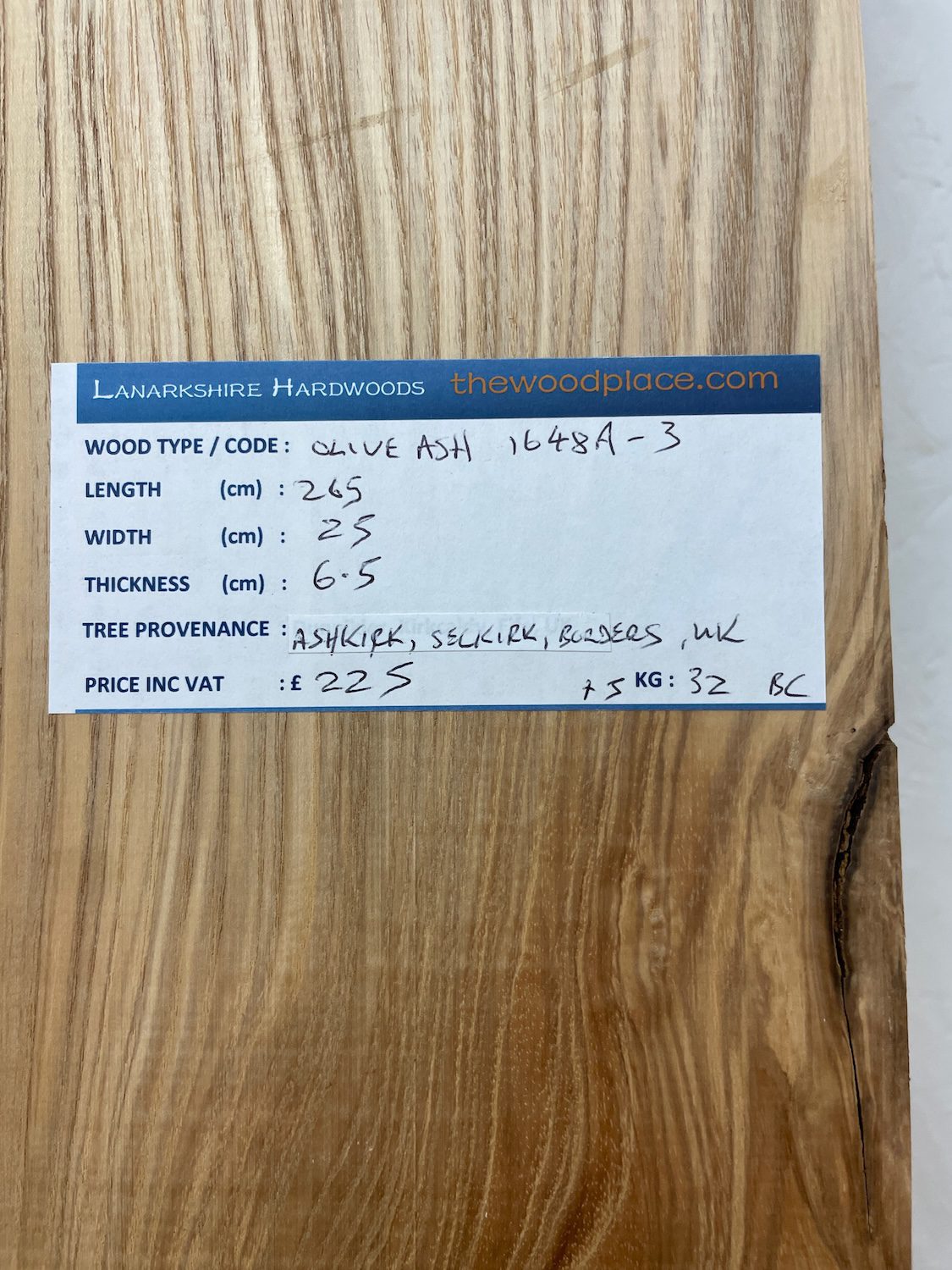 OLIVE ASH PAR Planed All Round Square Edge Planed Finish Hardwood Board 1648A-3 Thickness 6.5cm Kiln Dried Seasoned Mantel Shelf Beam Furniture Making - Image 3