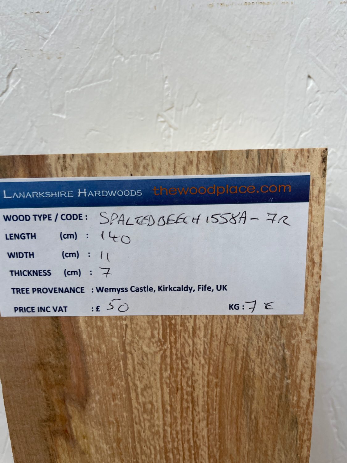 SPALTED BEECH PAR Planed All Round Square Edge Planed Finish Hardwood Board 1558A-7R Thickness 7cm Kiln Dried Desktop Seasoned Mantel Shelf Beam Furniture Making Offcut - Image 3