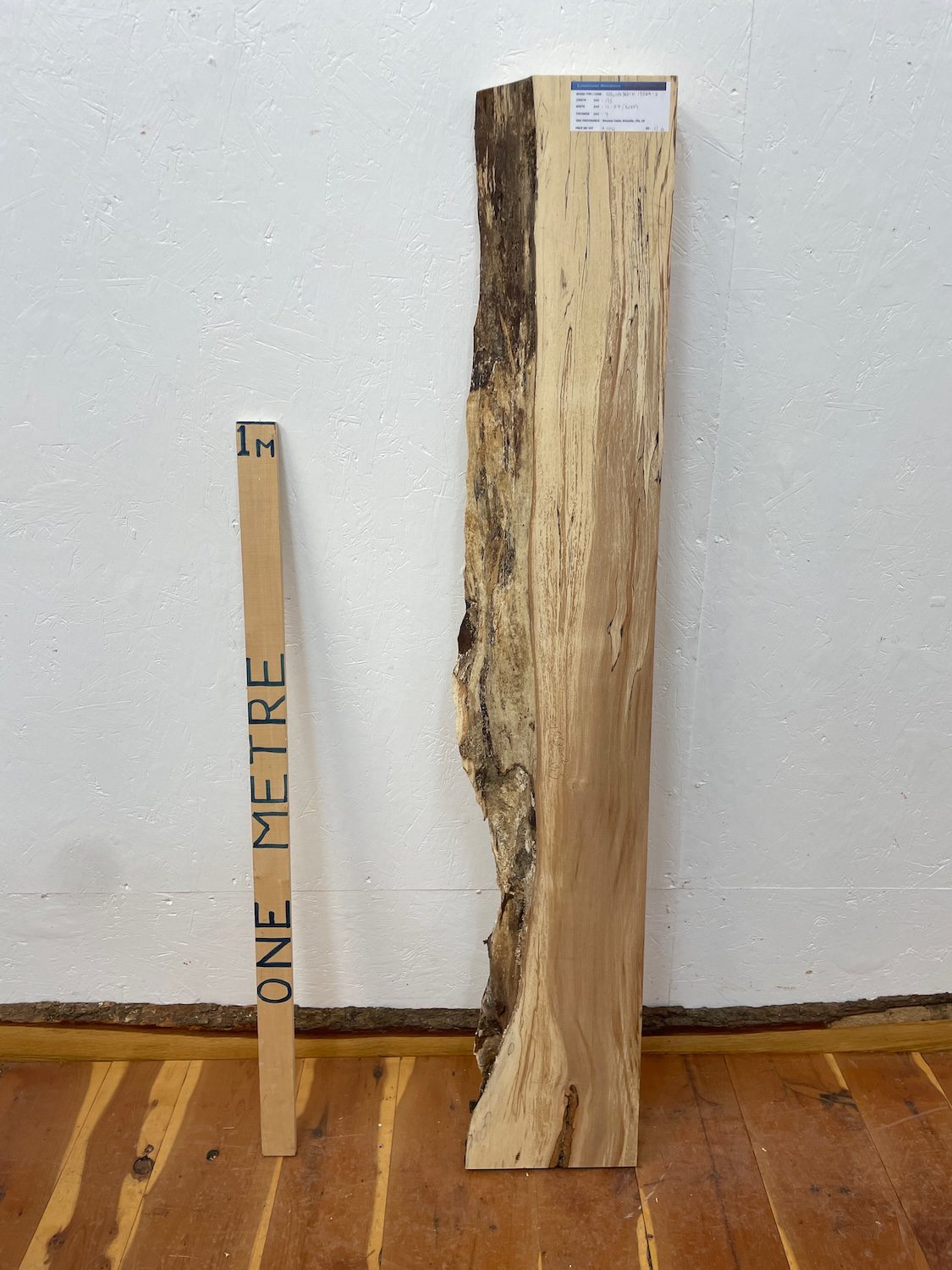 SPALTED BEECH Single Waney Edge Slab Planed Finish Hardwood Board 1558A-8 Thickness 6cm Kiln Dried Seasoned Live Edge Wildwood Shelves Fire Surrounds Mantels