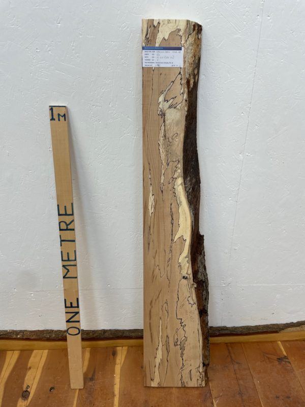 SPALTED BEECH Single Waney Edge Slab Planed Finish Hardwood Board 1558A-16B Thickness 7cm Kiln Dried Seasoned Live Edge Wildwood Shelves Fire Surrounds Mantels