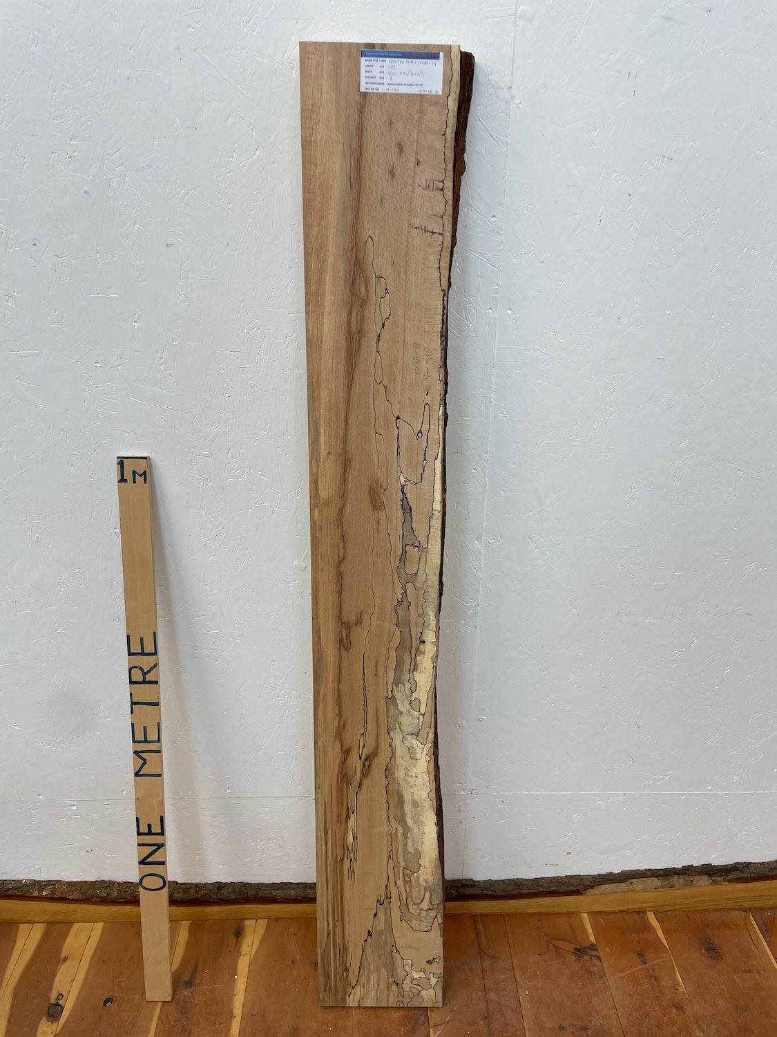 SPALTED BEECH Single Waney Edge Slab Planed Finish Hardwood Board 1558A-19 Thickness 7cm Kiln Dried Seasoned Live Edge Wildwood Shelves Fire Surrounds Mantels