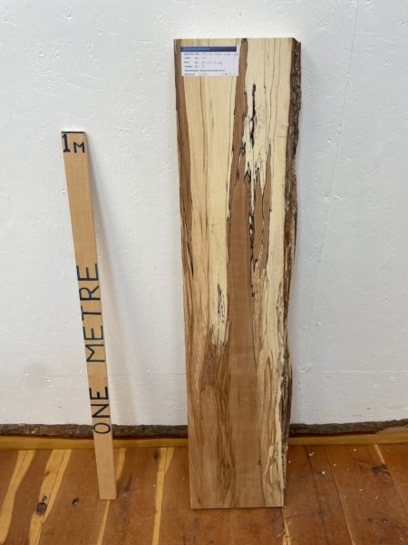 SPALTED BEECH Single Waney Edge Slab Planed Finish Hardwood Board 1558A-24B Thickness 7cm Kiln Dried Seasoned Live Edge Wildwood Shelves Fire Surrounds Mantels