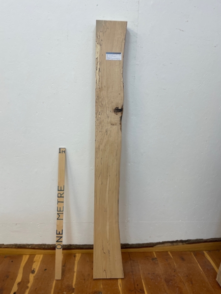 SPALTED BEECH Single Waney Edge Slab Planed Finish Hardwood Board 1224A-15R Thickness 8cm Kiln Dried Seasoned Live Edge Shelves Mantels