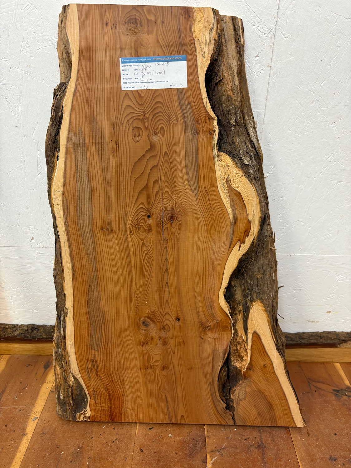 YEW Natural Waney Edge Slab Planed Finish Hardwood Board 1597-3 Thickness 5cm Kiln Dried Seasoned Live Edge Offcut - Image 4