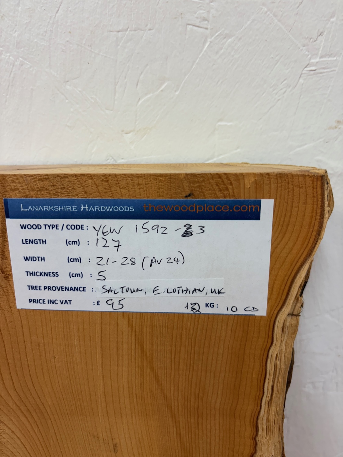 YEW Single Waney Edge Slab Planed Finish Hardwood Board 1592-3-1 Thickness 5cm Kiln Dried Seasoned Live Edge Shelves Mantels Wildwood - Image 3
