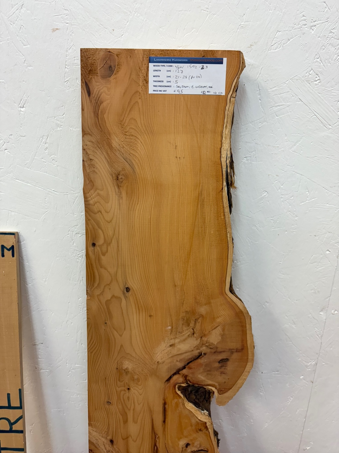 YEW Single Waney Edge Slab Planed Finish Hardwood Board 1592-3-1 Thickness 5cm Kiln Dried Seasoned Live Edge Shelves Mantels Wildwood - Image 4