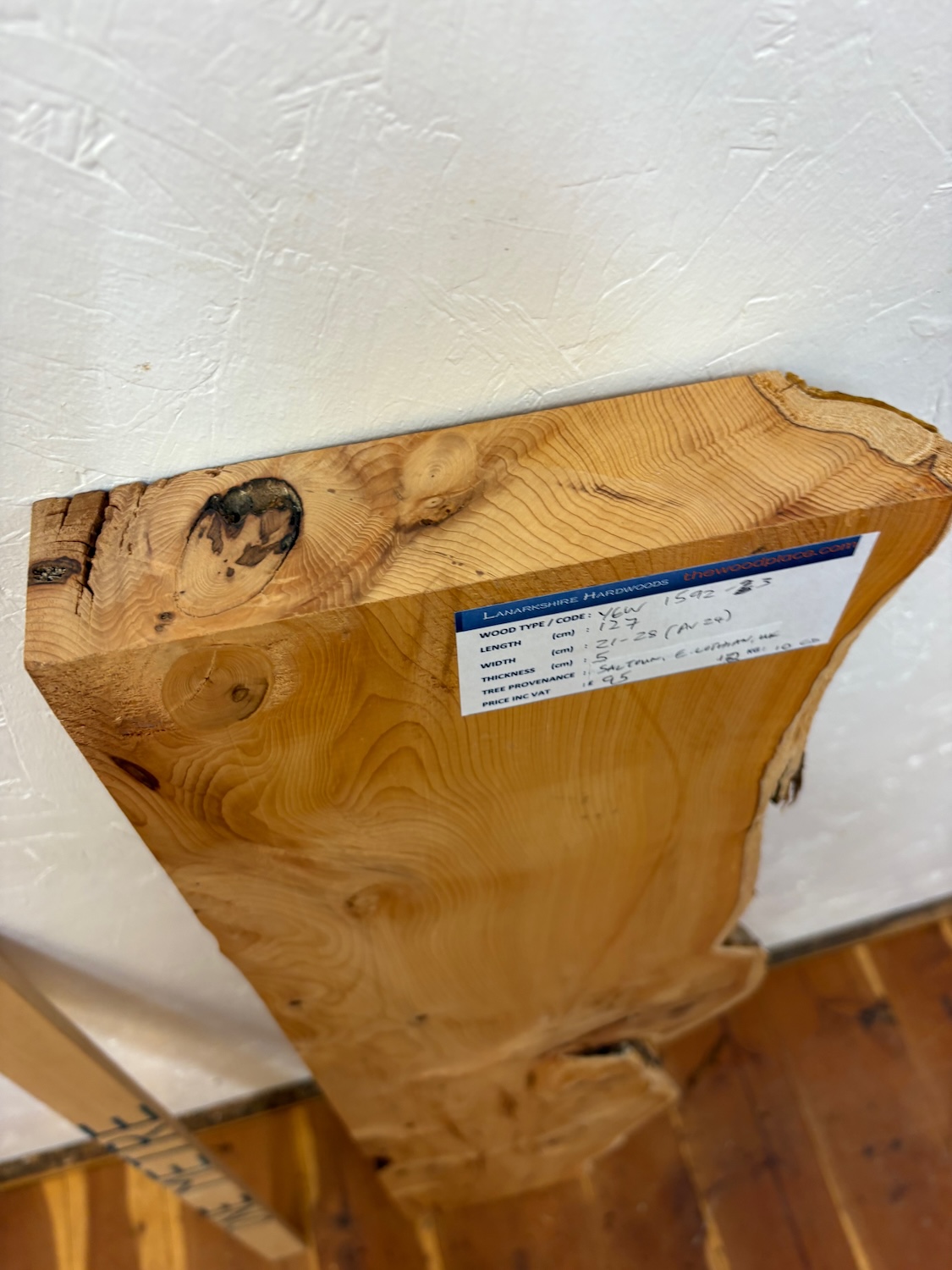 YEW Single Waney Edge Slab Planed Finish Hardwood Board 1592-3-1 Thickness 5cm Kiln Dried Seasoned Live Edge Shelves Mantels Wildwood - Image 8