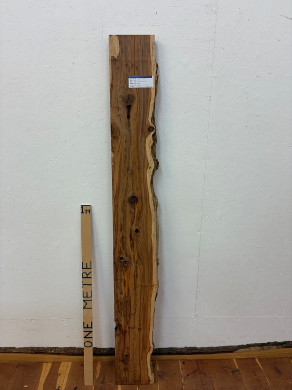 YEW Single Waney Edge Slab Planed Finish Hardwood Board 1595-1-1 Thickness 4.8cm Kiln Dried Seasoned Live Edge Shelves Mantels Wildwood