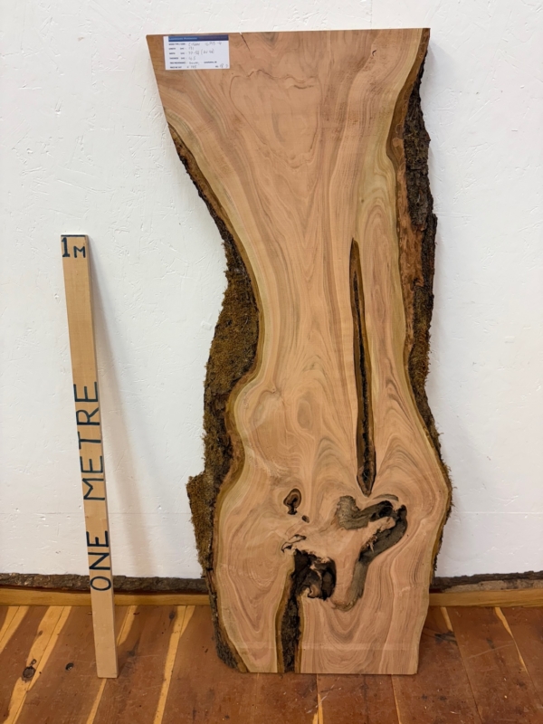 CHERRY Natural Waney Edge Slab Planed Finish Hardwood Board 1659B-4 Thickness 4.5cm Kiln Dried Seasoned Live Edge Offcuts Coffee Tabletops Desks Wildwood