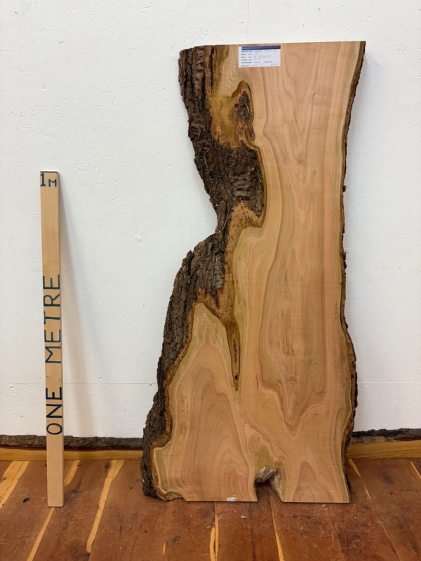CHERRY Natural Waney Edge Slab Surface Planed Finish Hardwood Board 1659B-8 Thickness 5cm Kiln Dried Seasoned Live Edge Offcuts Coffee Tabletops Desks Wildwood Wallart